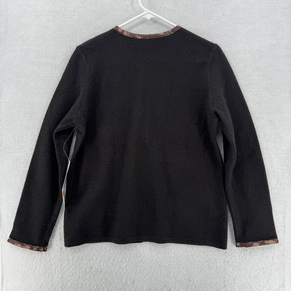 Josephine Chaus Sweater Jacket‎ Womens Small Wool Knit Smart Floral Trim NWT - Picture 2 of 8